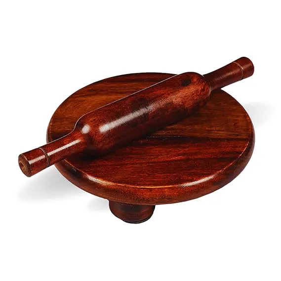 Handcrafted Sheesham Wood Chakla Belan Set - Rolling Pin and Roti, Chapthi Maker Combo for Kitchen